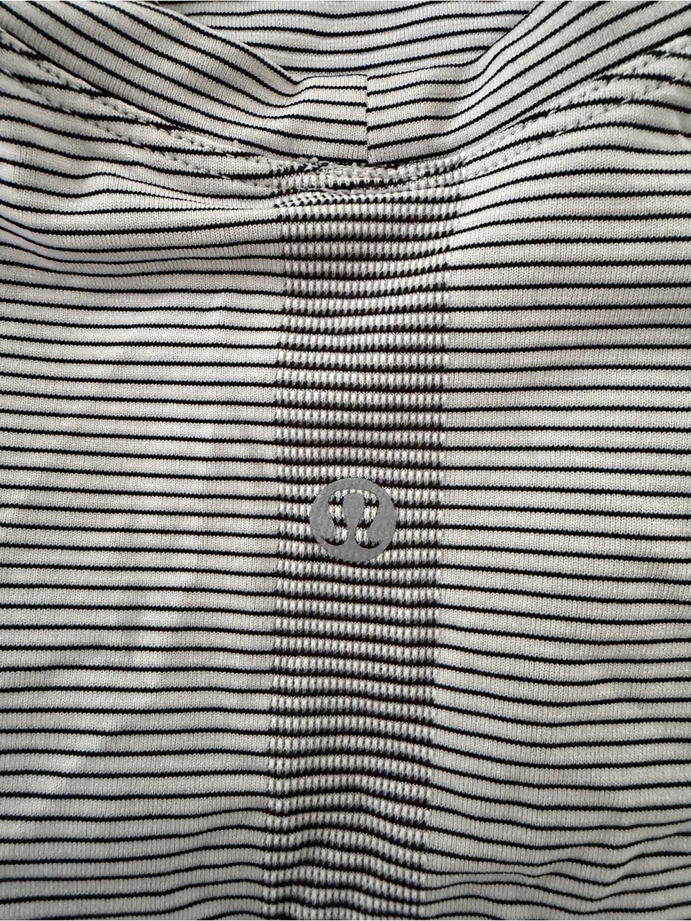 lululemon athletica Black and White Striped Short Sleeve Scoop Tee swiftly